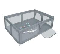 OHMG Parco per bambini, parco per bambini, 50 palline, grande parco per bambini, per interni ed esterni, con base antiscivolo, barriera parco bebebe,in tessuto Oxford, altoparlante per bambini (grigio