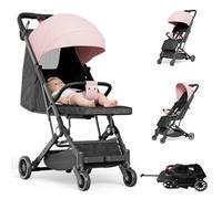 OHMG Passeggino 3 in 1,0 Plus Mese-22 Kg, leggero e compatto, comodo, pieghevole con una sola mano, capote estensibile con protezione contro la pioggia UV50+,Poggiapiedi gambe (rosa-63 x 30 x 101 cm)