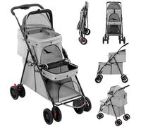 OHMG Passeggino doppio per cani Gatto, 3 in 1, pieghevole passeggino per 2 animali fino a 25 kg, trasportatore per gatti,Borsa di trasporto per gabbia per cani,Passeggino Buggy,Staccabili
