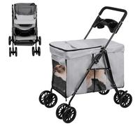 OHMG Passeggino pieghevole per cane gatto, passeggino, trasportatore per animali da compagnia con 4 ruote e freno, carrello per cani, passeggino bambola, carico 20 kg