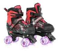OHMG Pattini a rotelle regolabili per bambini, con 8 ruote di luce, 4 misure regolabili, miglior regalo per principianti, sport, ragazze e ragazzi, regalo di compleanno Natale, 3 - 8 anni