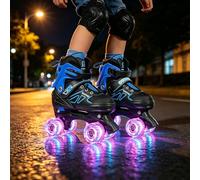 OHMG Pattini a rotelle regolabili per bambini, con 8 ruote di luce, 4 misure regolabili, miglior regalo per principianti, sport, ragazze e ragazzi, regalo di compleanno Natale, 3 - 8 anni