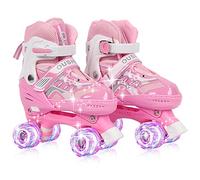 OHMG Pattini a rotelle regolabili per bambini, con 8 ruote di luce, 4 misure regolabili, miglior regalo per principianti, sport, ragazze e ragazzi, regalo di compleanno Natale, 3 - 8 anni