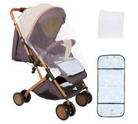 OHMG Pousstte - Passeggino per passeggino compatto pieghevole e reclinabile, ruote maneggevoli e leggeri, schienale regolabile, materiale anti-UV, con custodia regalo (B-colore cachi)