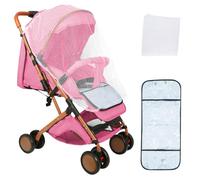 OHMG Pousstte - Passeggino per passeggino compatto pieghevole e reclinabile, ruote maneggevoli e leggeri, schienale regolabile, materiale anti-UV, con custodia regalo (B-polvere)