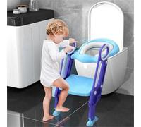 OHMG Sedile WC per bambini con pedana e maniglia, pieghevole e regolabile riduttore WC per bambini con passeggiate, per bambini e ragazzi