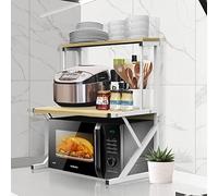 OHMG Supporto da forno a microonde allungabile per scaffale da cucina regolabile per forno a microonde con ganci per forno a microonde in acciaio al carbonio per ufficio