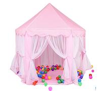 OHMG Tende da gioco, tende da gioco, per bambini, castello, fata, esagonale, giocattoli per bambini o tutti, giochi al coperto o all'aperto, rosa