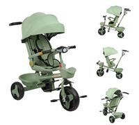 OHMG Triciclo evolutivo, 5 in 1,9 mesi a 25 kg, triciclo per bambini, bicicletta per bambini, sedile girevole a 360°, manubrio e cofano, imbracatura di sicurezza, cestino campanello, passeggino