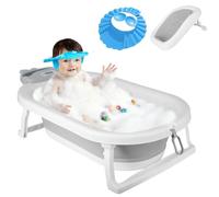 OHMG Vasca da bagno pieghevole per neonati con termometro digitale, Bebe Vasca da bagno e cuscino, la vasca da bagno per bambini adatta ai neonati, per regali di nascita dei tutti, 0-36 mesi