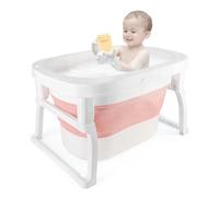 OHMG Vasca da bagno pieghevole,Vasca da bagno,Plastica PP di grado alimentare,Portativ Bagno bebe con piedini antiscivolo, Porta il tuo sgabello