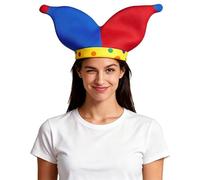 OhMill Cappello da giullare rosso blu cappello da clown clown top giullare cosplay cappelli buffi cappelli pazzi Pierrot Cosplay costumi divertenti per adulti