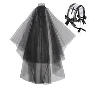 OhMill Copricapo da donna per cosplay, accessorio per capelli a croce e velo con pettine per donne, Lolita, accessorio gotico scuro, per matrimoni, festival, carnevale, cosplay e feste a tema