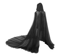 OhMill Mantello da donna con cappuccio per Halloween, leggero, lungo, treno, vampiro, sposa, mantello, strega, cosplay, dramma, gioco di ruolo