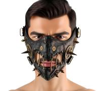 OhMill Maschere Steampunk in pelle PU Maschera per il viso Maschera a mezzo viso Maschera per Halloween Costume Cosplay Gimp Maschere per uomo