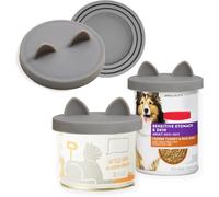 OHMO Coperture Silicone per lattine Animali Domestici, Adatti alla delle lattine di Dimensioni Standard per Cani e Gatti, Confezione da 2, Grigio Scuro