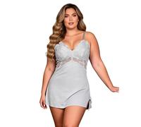 ohmydear Camicia da Notte Donna Senza Maniche Vestito Sexy in Modal Scollo a V Pigiama da Casa Estiva Babydoll Elegante in Pizzo Lingerie Curvy per Dormire