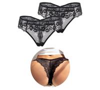 ohmydear Perizoma Donna Pizzo 1/2/3 Pezzi Mutande Donna Brasiliana Vita Bassa Tanga Sexy con Cotone Cavallo Slip Intimo Taglia Forti