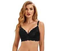 ohmydear Reggiseno Donna in Pizzo Taglie Forti Reggiseni Balconcino Push up con Ferretto Bralette Spallacci più Larghi Completi Intimi Sostegno Forte