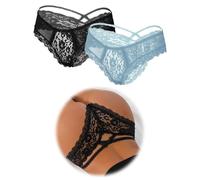 ohmydear Tanga Donna Hot 1/2/3 Pezzi Pack Perizoma Donna Seducente in Pizzo Slip Brasiliana Taglia Forti Mutande a Vita Media Underwear Intimo Cinturino Incrociato sul Retro