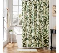 Ohocut Tenda da doccia in stile bohémien, tenda da doccia verde, graziose tende da doccia floreali per il bagno, tenda da doccia in tessuto di poliestere impermeabile, 183 x 183 cm