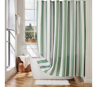 Ohocut Tenda da doccia verticale a righe, bella tenda da doccia retrò classica con fiocco a righe, tessuto in poliestere impermeabile, tenda da bagno moderna per bagno, 183 x 183 cm, verde salvia