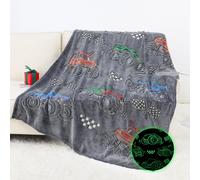 OHOIT Glow in The Dark Blanket for Kids Cute Truck Blanket Boys Blanket for Sofa Couch Bed Birthday Christmas Valentine's Day Easter Gifts f