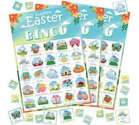OHOME - Giochi di bingo di Pasqua per ragazzi e ragazze, giocattoli artigianali di Pasqua per bambini, ragazze, adulti, adolescenti, attività in classe, regali per feste, regali - Cestino