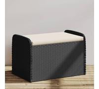 OHOOWOO Cassapanca con Cuscino Nera 80x51x52 cm in Polyrattan,Cassapanca Portaoggetti in Rattan Sintetico Panca da Giardino Multifunzione con Sedute Confortevoli Arredamento da giardino