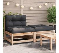 OHOOWOO Divano da Giardino Senza Braccioli con Cuscini e Poggiapiedi,Divano da giardino in legno massello con cuscini e poggiapiedi Perfetto per relax e conversazioni Mobili e sedie da giardino