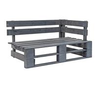OHOOWOO Panca Angolare da Giardino su Pallet in Legno Grigio,Banco angolare con design a pallet Banco da giardino e da soggiorno Perfetto per relax e conversazioni Arredamento da giardino