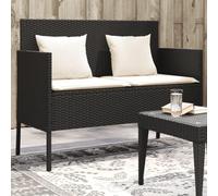 OHOOWOO Panca da Giardino con Cuscini Nera in Polyrattan,Panca Portaoggetti da Giardino in Rattan PE con Sedute Imbottite e Custodia Protettiva Resistente all'Acqua Arredamento da giardino