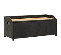 OHOOWOO Panca da Giardino con Vano Portaoggetti 120 cm Polyrattan Nera,Panca Portaoggetti in Polyrattan Multiuso Resistente per Giardino Arredamento da giardino