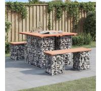 OHOOWOO Panca da Giardino Design Gabbione 100x102x72cm Massello Douglas,Panchina da giardino in legno massello di douglas con base in gabbione per giardini e cortili Arredamento da giardino
