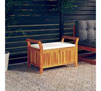 OHOOWOO Panca Portaoggetti Giardino Cuscino 91 cm Legno Massello Acacia,Panca Portaoggetti da Giardino in Legno di Acacia, Elegante e Funzionale Arredamento da giardino