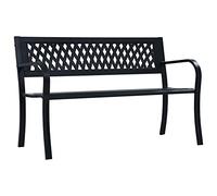 OHOOWOO Panchina da Giardino 125 cm Nera in Acciaio,Panchina da giardino in metallo resistente con schienale in plastica nero Arredamento da giardino