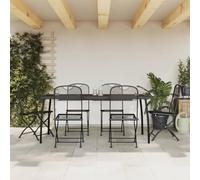 OHOOWOO Set da Pranzo da Giardino 7pz Antracite in Rete Metallica Set di mobili