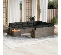 OHOOWOO Set Divani da Giardino 11 pz con Cuscini in Polyrattan Grigio,Set divano da giardino in rattan con tavolino pieghevole Perfetto per relax e conversazioni all'aperto Mobili e sedie da giardino