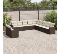 OHOOWOO Set Divani da Giardino 11 pz con Cuscini Polyrattan Marrone,Divano da Giardino Modulare in Rattan PE con Vano Portaoggetti Impermeabile e Cuscini Lavabili Mobili e sedie da giardino