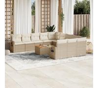 OHOOWOO Set Divani da Giardino 12 pz con Cuscini Beige in Polyrattan,Divano da Giardino in Rattan Sintetico con Tavolino Arredo Esterno per il Relax e la Convivialità Mobili e sedie da giardino