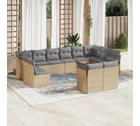OHOOWOO Set Divani da Giardino 12 pz con Cuscini Beige in Polyrattan Set di mobili