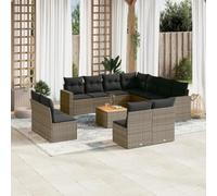 OHOOWOO Set Divani da Giardino 12 pz con Cuscini Grigio in Polyrattan Set di mobili