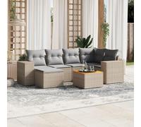 OHOOWOO Set Divani da Giardino 7 pz con Cuscini Beige in Polyrattan Set di mobili