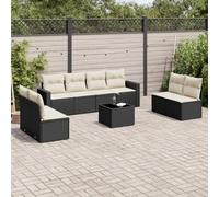 OHOOWOO Set Divani da Giardino 9 pz con Cuscini Nero in Polyrattan,Set divano da giardino in rattan Il giardino perfetto per ogni momento: relax, convivialità e praticità Mobili e sedie da giardino
