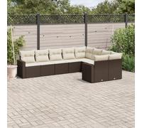OHOOWOO Set Divani da Giardino 9pz con Cuscini Marrone in Polyrattan,Set completo di divani da giardino in rattan PE con spazio di conservazione e cuscini per esterno Mobili e sedie da giardino
