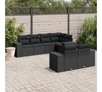 OHOOWOO Set Divani da Giardino con Cuscini 7pz Nero Polyrattan Set di mobili