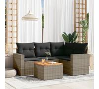 OHOOWOO Set Divano da Giardino 5 pz con Cuscini Grigio in Polyrattan Set di mobili