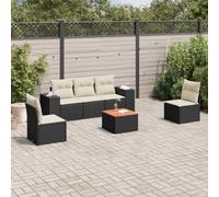 OHOOWOO Set Divano da Giardino 6 pz con Cuscini Nero in Polyrattan Set di mobili