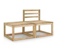 OHOOWOO Set Salotto da Giardino 2 pz Verde in Legno di Pino Impregnato,Set Divanetto in Legno da Giardino Design su Pallet Configurabile per Salotti Esterni Mobili e sedie da giardino