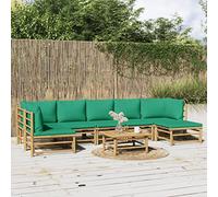 OHOOWOO Set Salotto da Giardino 8pz con Cuscini Verdi Bambù Set di mobili